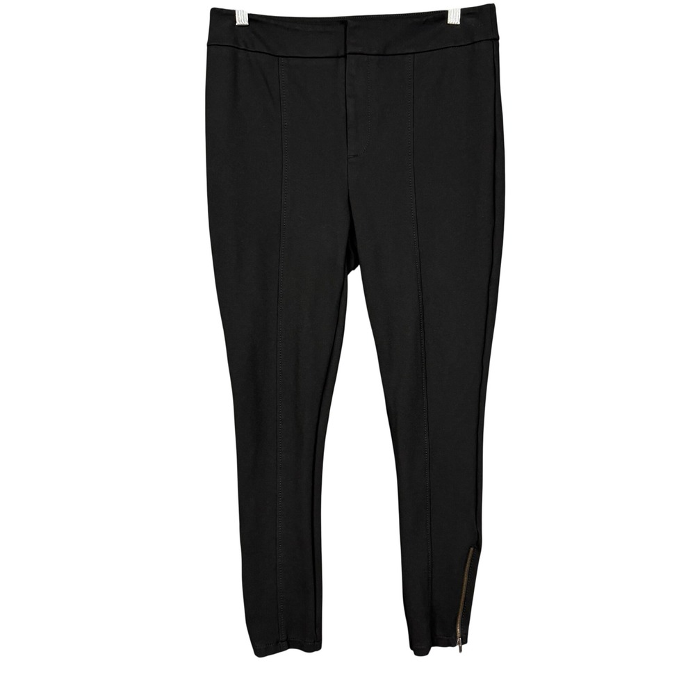 Anthropologie Pants Womens 8 Black The Essential Slim Ankle Zip Front Seam Work